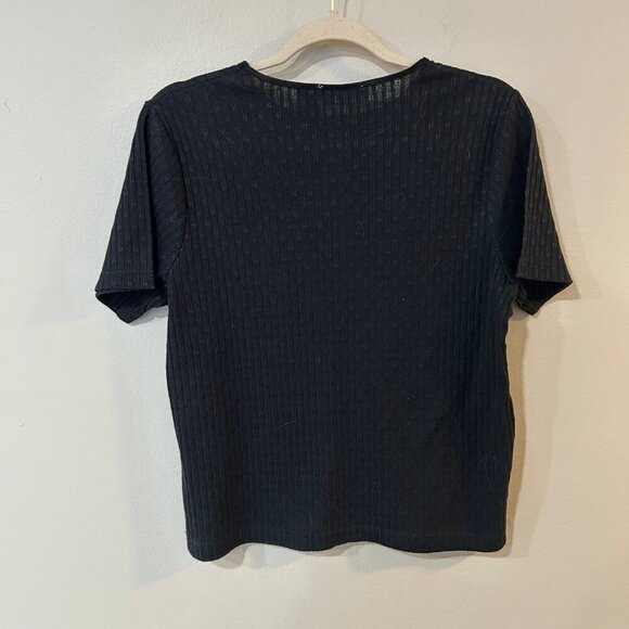 All Points By Reference Point Black Crewneck Embroidered Top Women’s Size Large - Picture 3 of 4